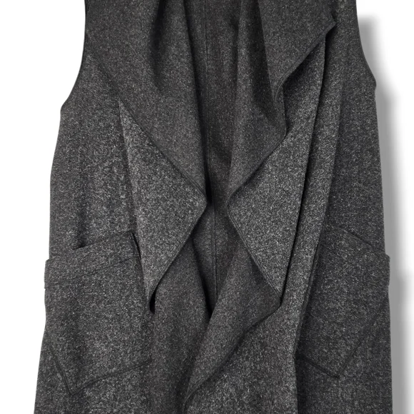 Janska Charcoal Cascade Vest Open Front Drape Pockets Made In USA Womens S M - Picture 7 of 16